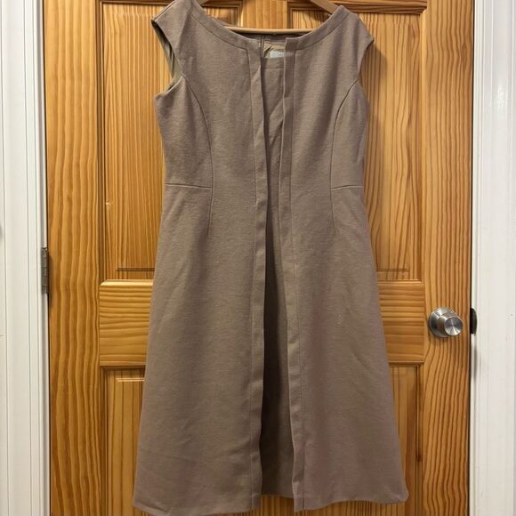 Barneys New York Taupe Midi Wool Fully Lined Sleeveless Dress - Picture 1 of 9